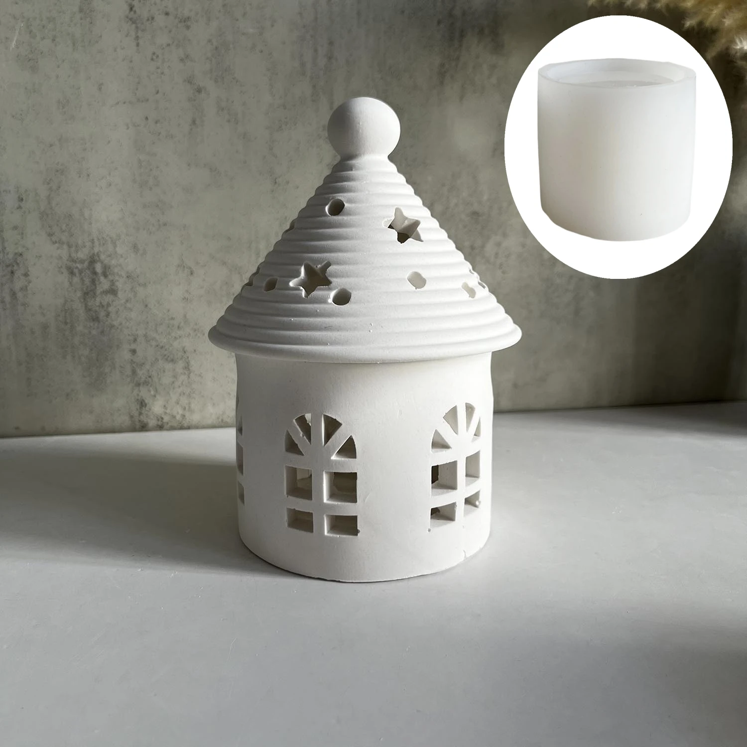 Diy yurt casa molde de silicone céu estrelado cúpula tealight casa molde lanterna casas molde de gesso oco castelo caixa de armazenamento moldes