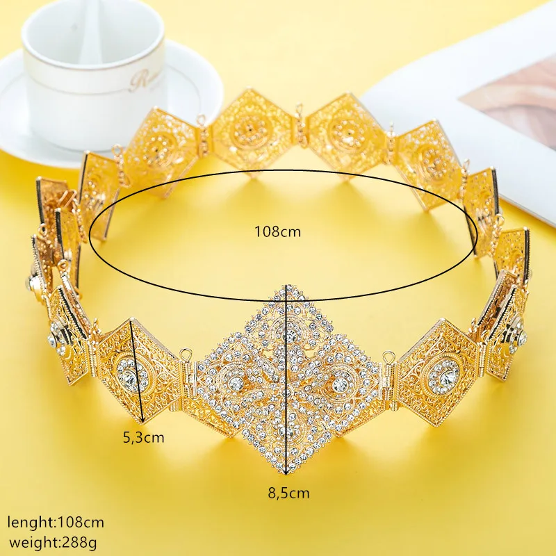 

Traditional Arabian Golden Waist Belt Square Panels Sparkling Crystal Great For Weddings Party Cultural Celebrations