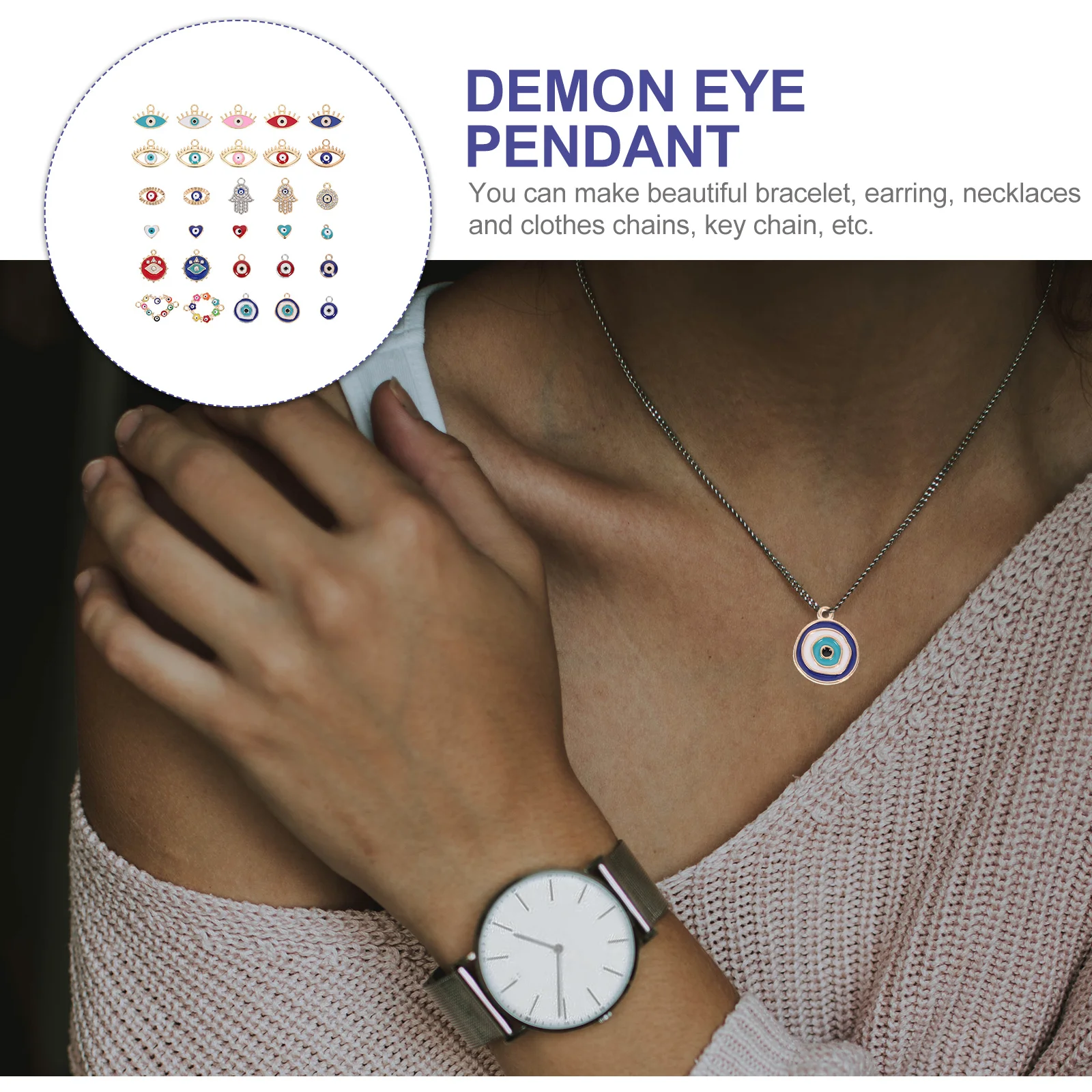 

30Pcs Eye Shape Pendant Charms Alloy DIY Jewelry Making Supplies for Earrings Bracelets Necklaces Keychains Craft Projects Evil