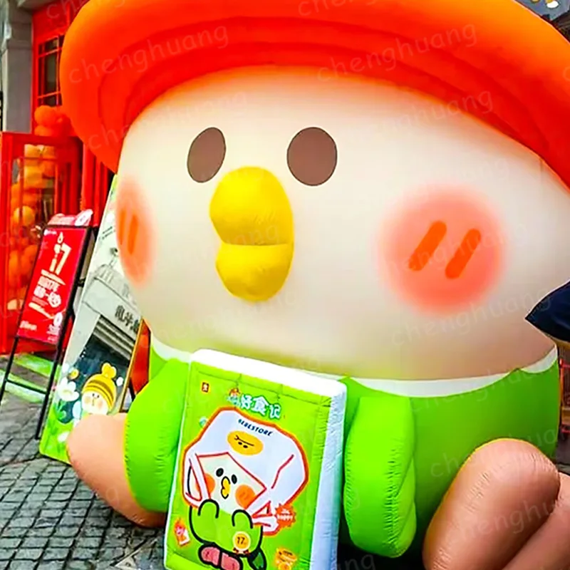 Inflatable parrots holding snacks, animal-based air models with blowers, and activity decoration props for outdoor squares