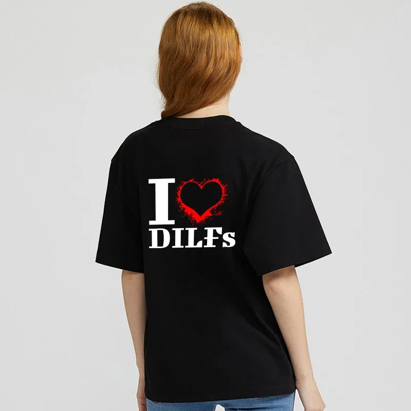 I Love MILFs Shirt Men I Heart DILFs T Shirt Women Harajuku Streetwear Y2k Top 2000s Clothes Korean Oversized Tshirt Aeisthethic