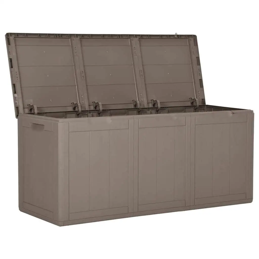 71.3 Gallon Brown Rattan Patio Storage Box - Durable PP Outdoor Organizer