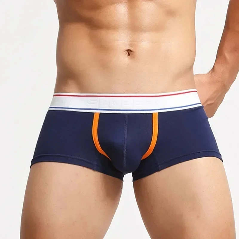 

Men's Underwear Youth Fashion Trunks Skin Friendly Cotton Breathable Comfortable Sports Shorts Low-waisted U Convex Pouch Boxers