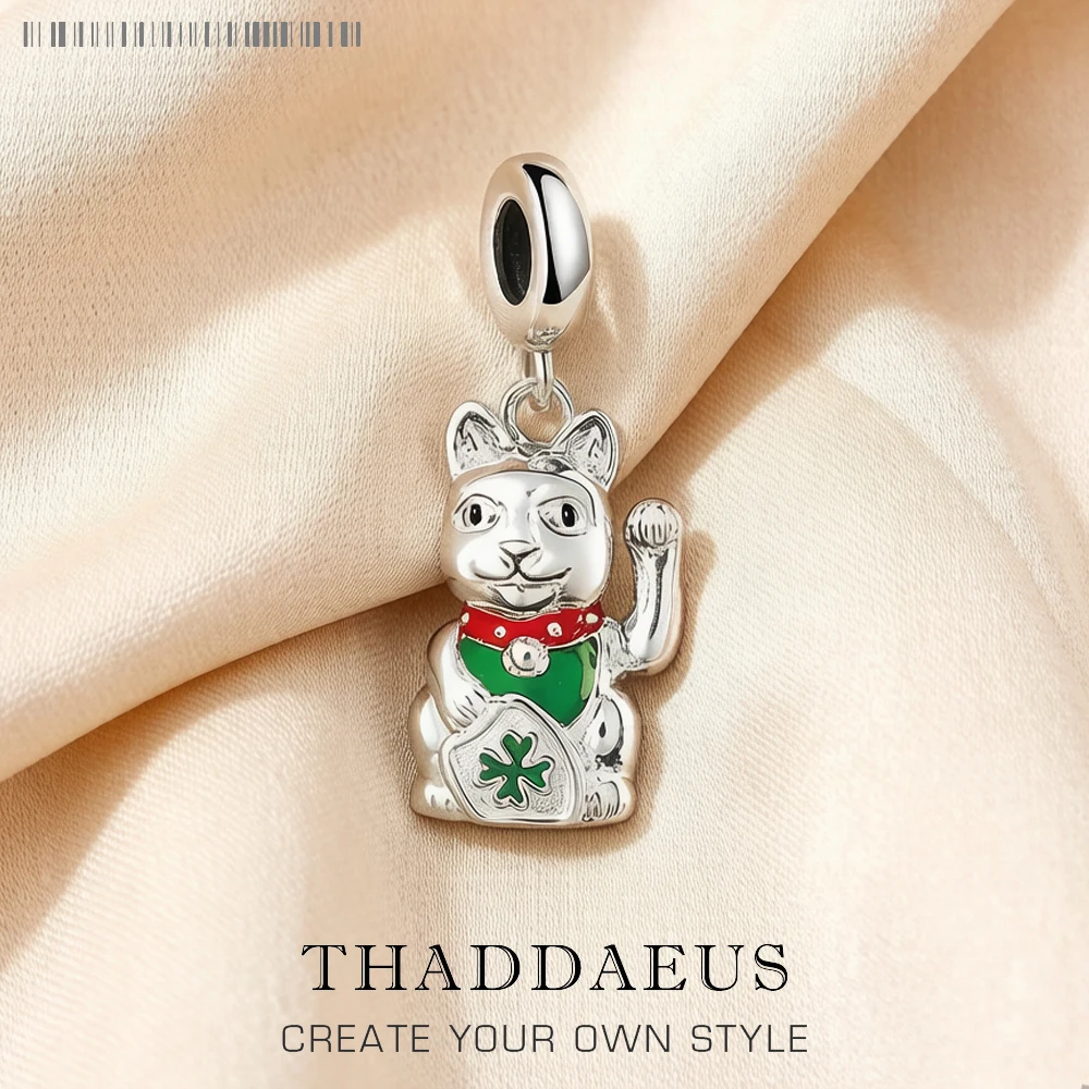 

Lucky Cat 925 Sterling Silver Retro Charm Pendant For Women Men Fine Jewelry Gift
