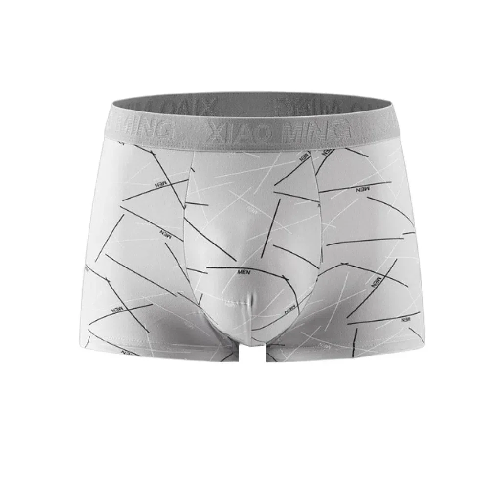 5Pcs Fashion Plus Size Men's Boxer Briefs Mid Waist Elastic Printed Panties Lingerie Seamless Underwear for Man Gifts