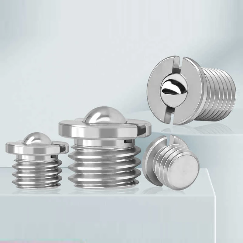 304 Stainless Steel Flange Ball Head Plunger Spring Press In Type Collision Ball Thread Positioning Ball Step Wave Ball Screw