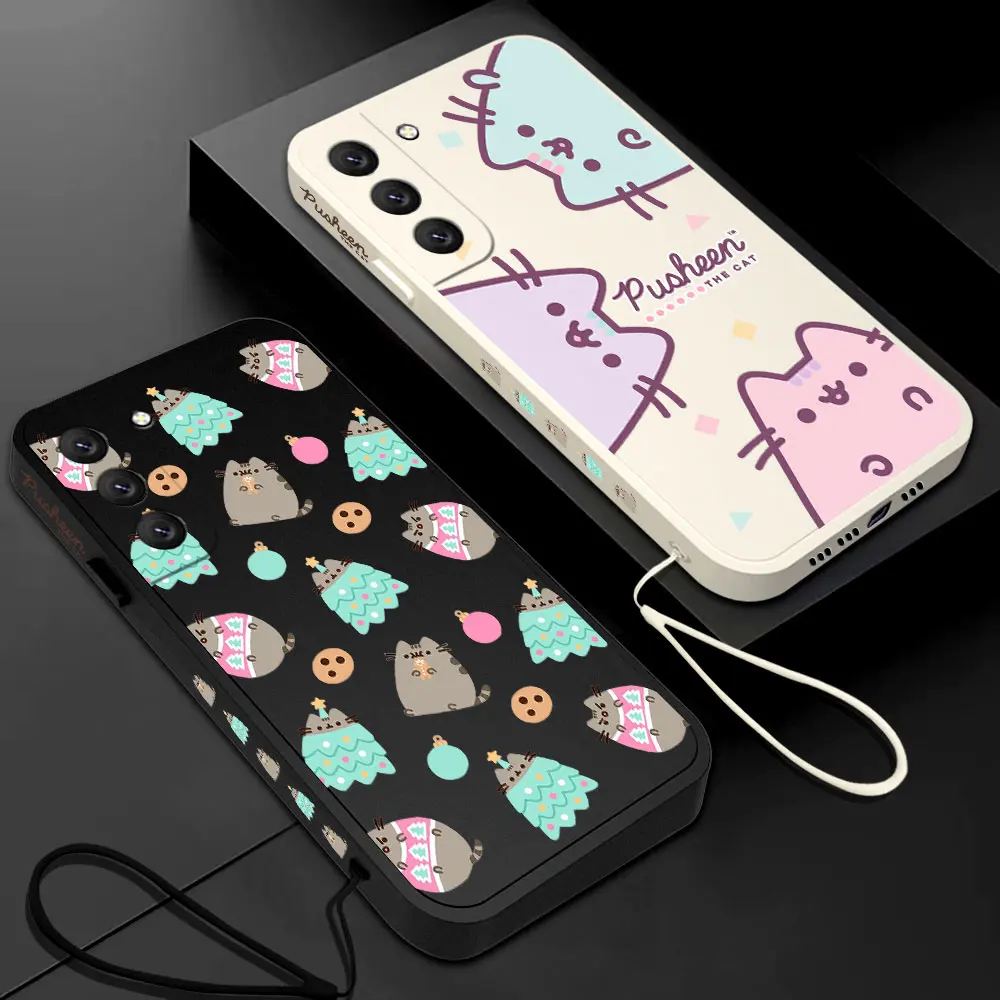 Cute Cartoon Cat Case For Samsung A54 A34 A73 A53 A33 A23 A14 A13 A03 A04 A04S A72 A52 A52S A32 A22 A12 A71 A51 4G 5G P-Pusheens