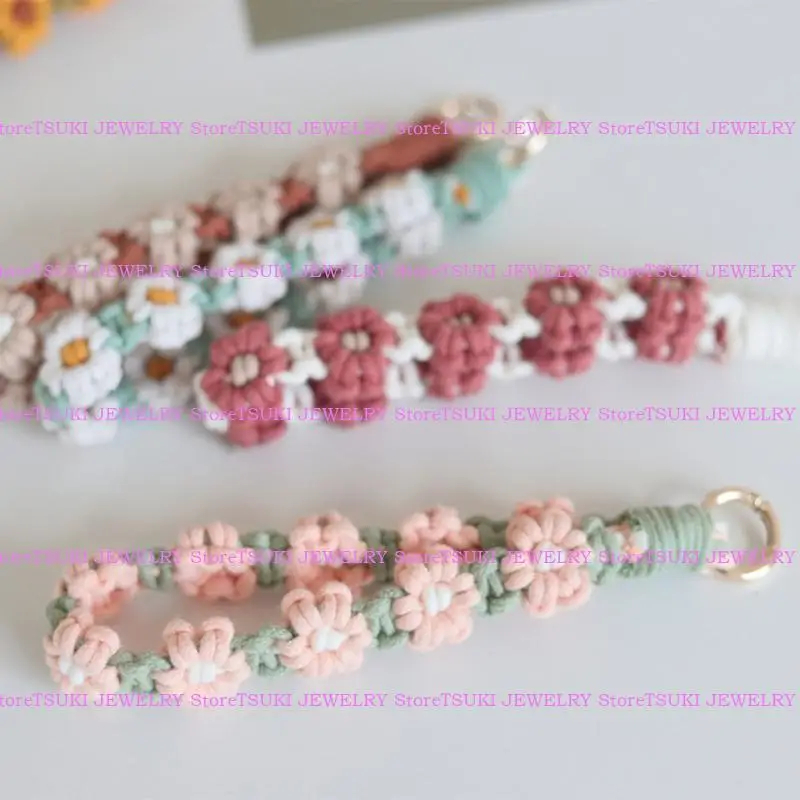 

62KE Macrame Flower Bristlet Lanyard Key