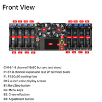 New 8 Channel 18650 Battery Tester LCD Color Screen Curve Display Battery Internal Resistance Tester Lithium Battery Analyzer