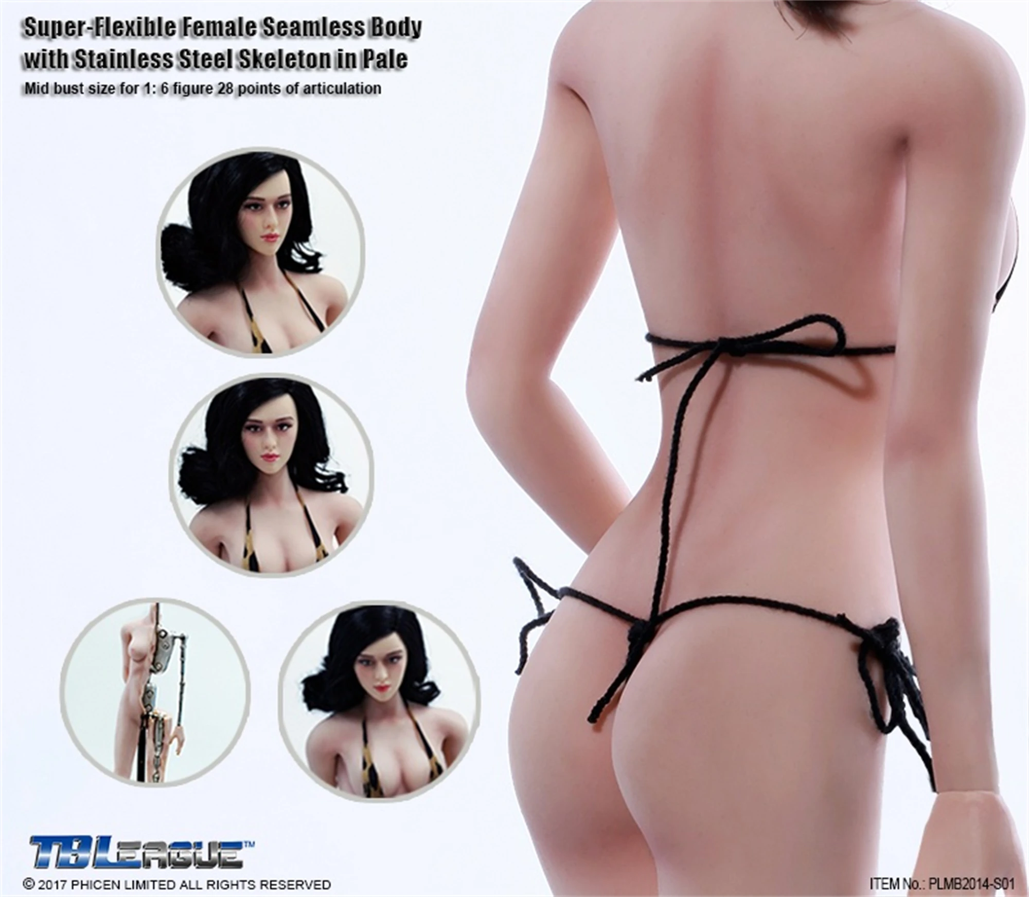 

TBLeague S01 1/6 Pale Skin Medium Breast Female Action Figure Seamless Rubber Flexible Body Doll