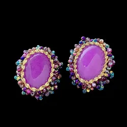Crystal Oval Earrings for Women Fashion Retro Inlaid Rhinestone Stud Earrings High-grade Statement Jewelry Party Gift