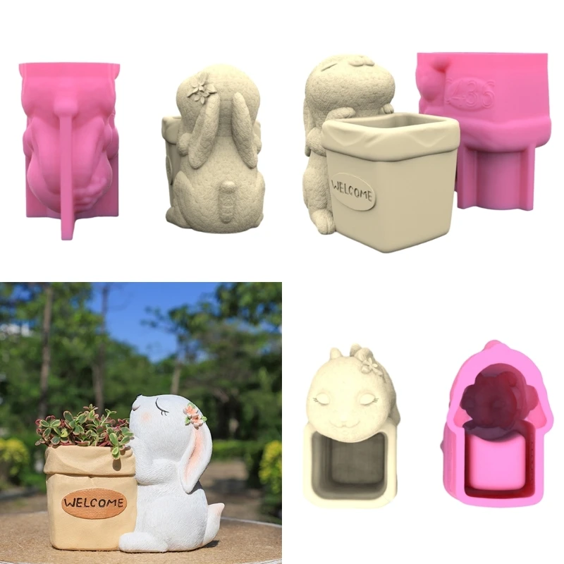 Rabbit Mold Flower Pot Succulent Planter Resin Mold DIY Craft Tool Nonstick