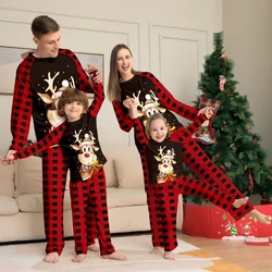 New Christmas Pajamas Set Christmas Elk Print  Dad Mom Daughter Son Matching Outfits Baby Romper Cute Soft 2 Pcs Xmas Sleepwear