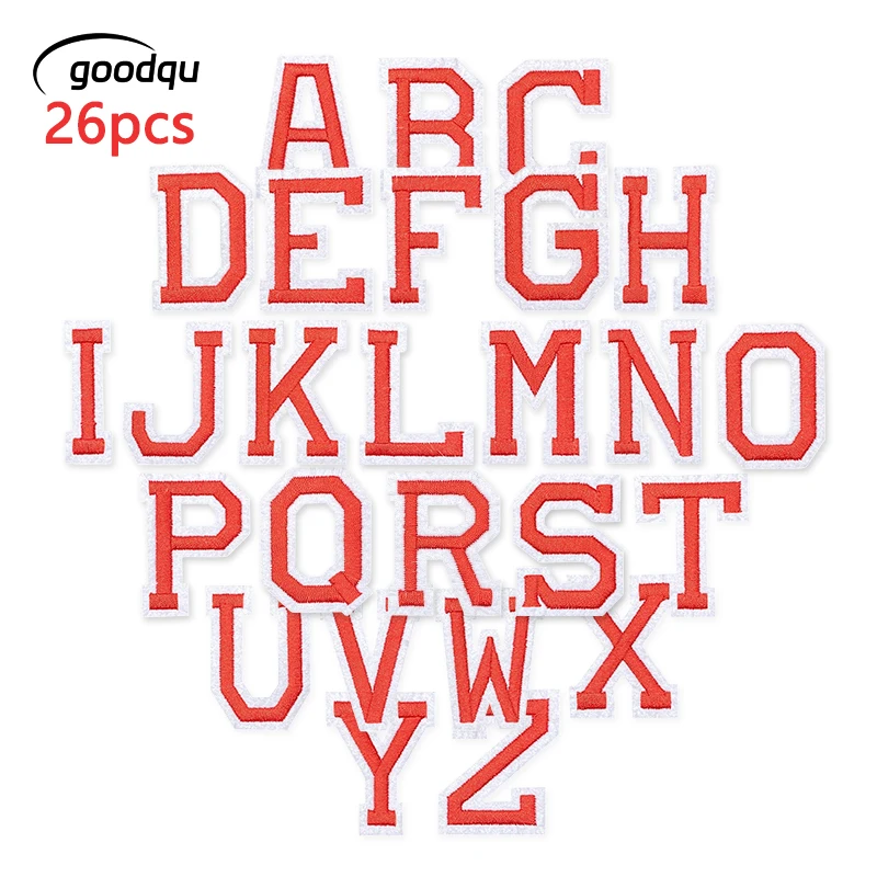 26pcs Lot Letters Patch For Clothing Red Alphabet Embroidered Diy Parches Jacket Iron On Mochila Pack Sewing Thermoadhesive Kids