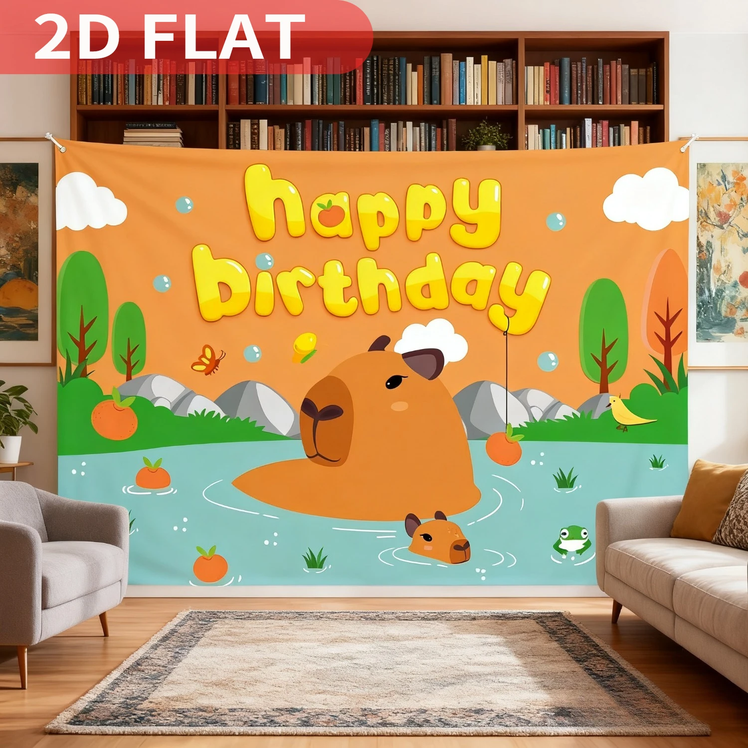 

1pc Capybara Theme Birthday Backdrop, 6 x 3.6ft, Cute Capybara Happy Birthdays Photo Background for Boys Girls Birthday