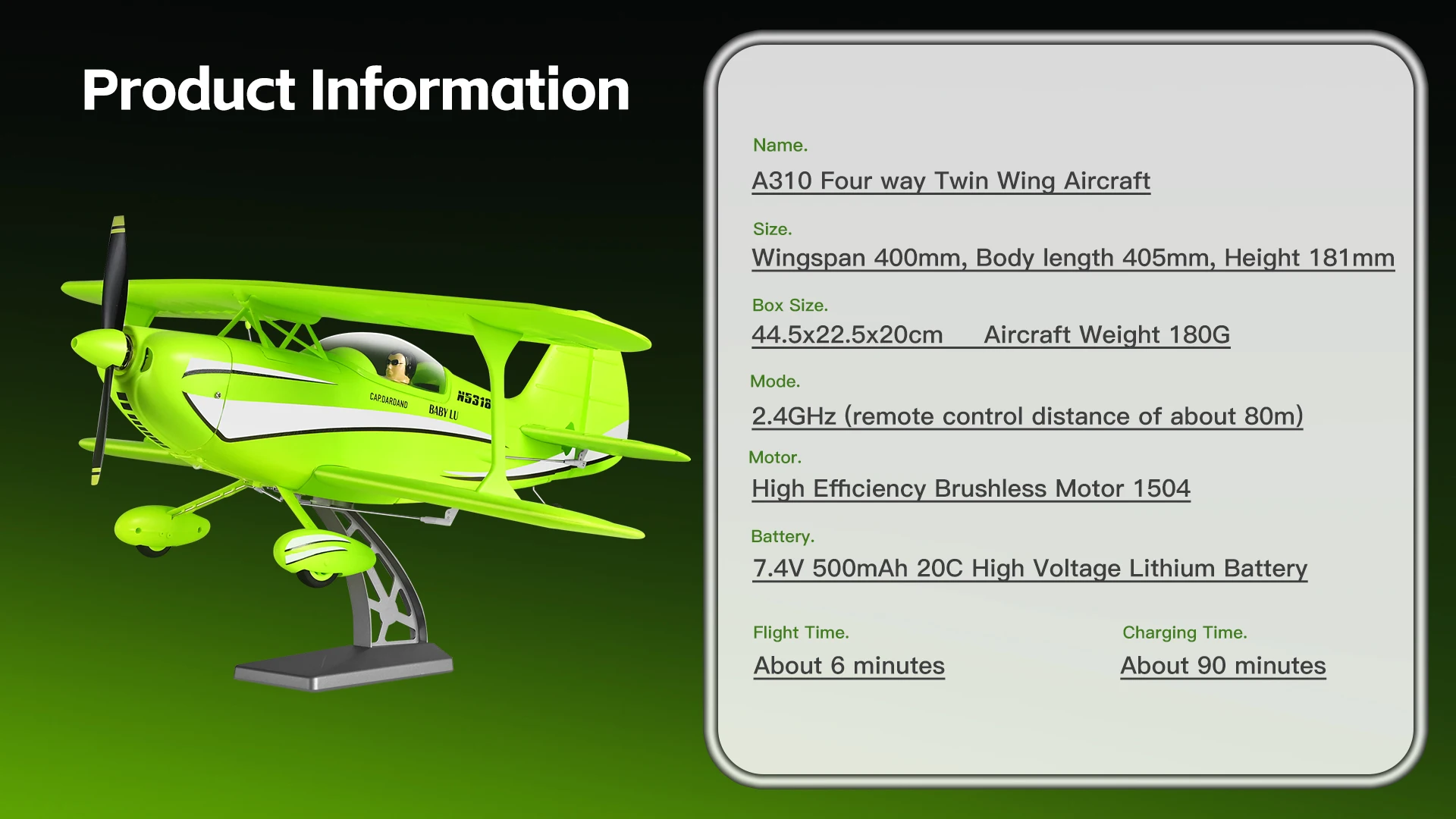 2026 WLtoys Remote-Controlled Aircraft A310 Brushless Motor 3D/6G With Gyroscope Dual Wings Four Channel Airplane Boy Toy Gift