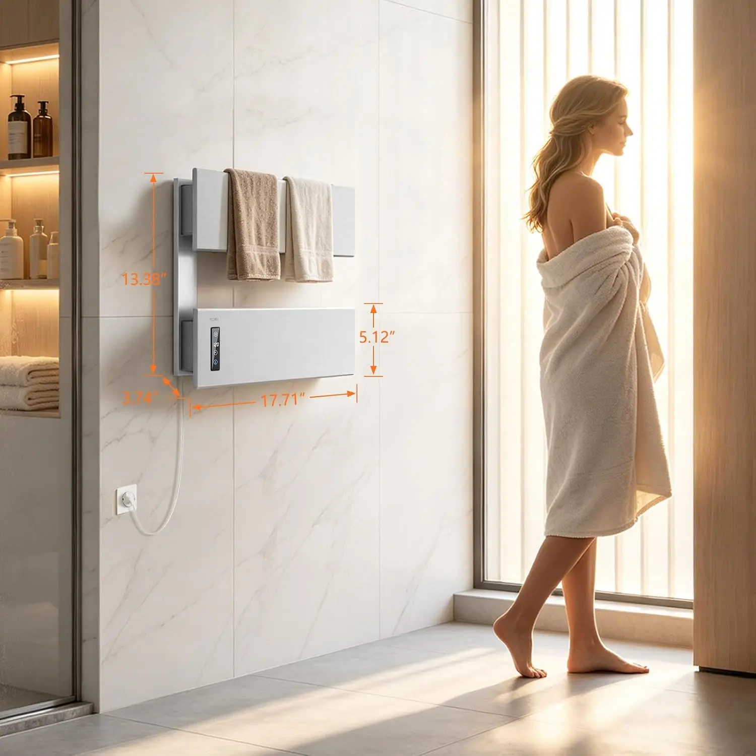 Towel Warmers for Bathroom, Heated Towel Rack Wall-Mounted, Electric Aluminum Towel Warmer with Built-in Timer & Temperature