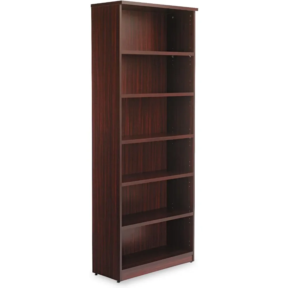 ALEVA638232MY 31.75 in. x 14 in. x 80.25 in. Valencia Series 6-Shelf Bookcase - Mahogany