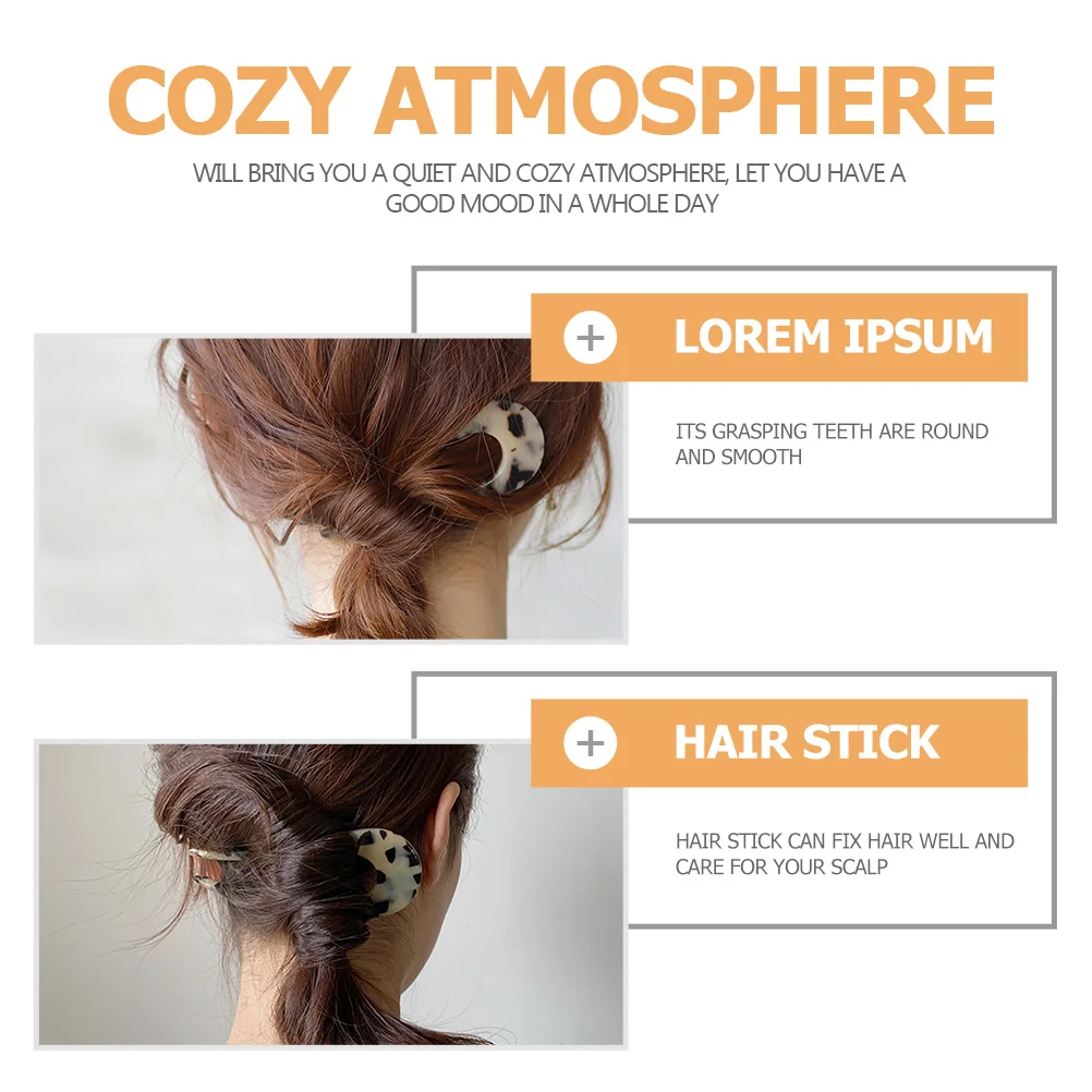 

8pcs Bun Shape Hairpin French Style Hair Stick Tortoise Updo Pin For Thick Curly Hair Smooth Rounded Edges