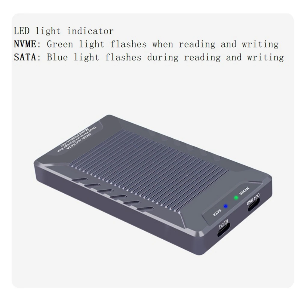 

N33R-M.2 NVME SATA NGFF SSD Корпус Однокристальный двойной протокол Темно-серый 10 ГБ Мобильный блок питания Жесткий диск