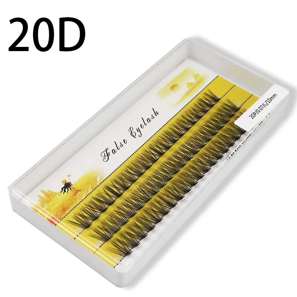 New 20D L-type Natural Eyelash Cluster Eyelash Extension 3D Russian Individual Eyelash bunches 60 Bundle/box Makeup Lashes Cilia