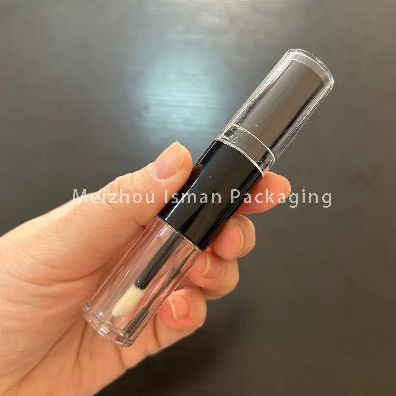 50 Stuks Zwarte Dubbele Hoofd Dubbelzijdig Dual Lippenstift Lipgloss Buis 2 in 1 Rose Goud Lippenstift Lip Olie Verpakking container 10 ml 4 ml