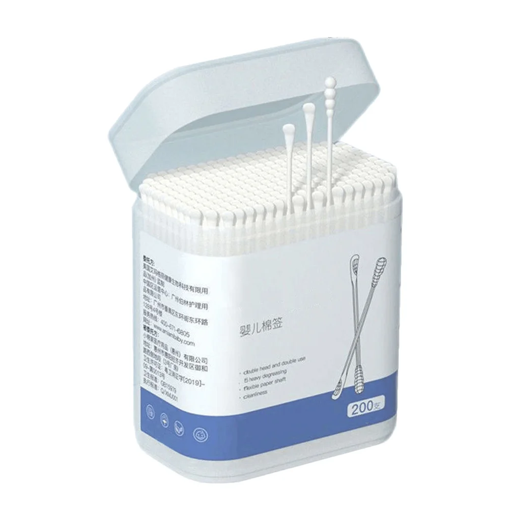 

Disposable Baby Cotton Swabs Double-End Ear Cleaning Swab Gently Cleans Dries Fingers Toes Eyes Nose Outer Ear