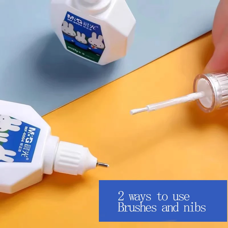 Líquido corrector M&G para uso estudiantil y de oficina, 18 ml/botella, corrige las errores, 2 maneras de usar, cepillo y punta