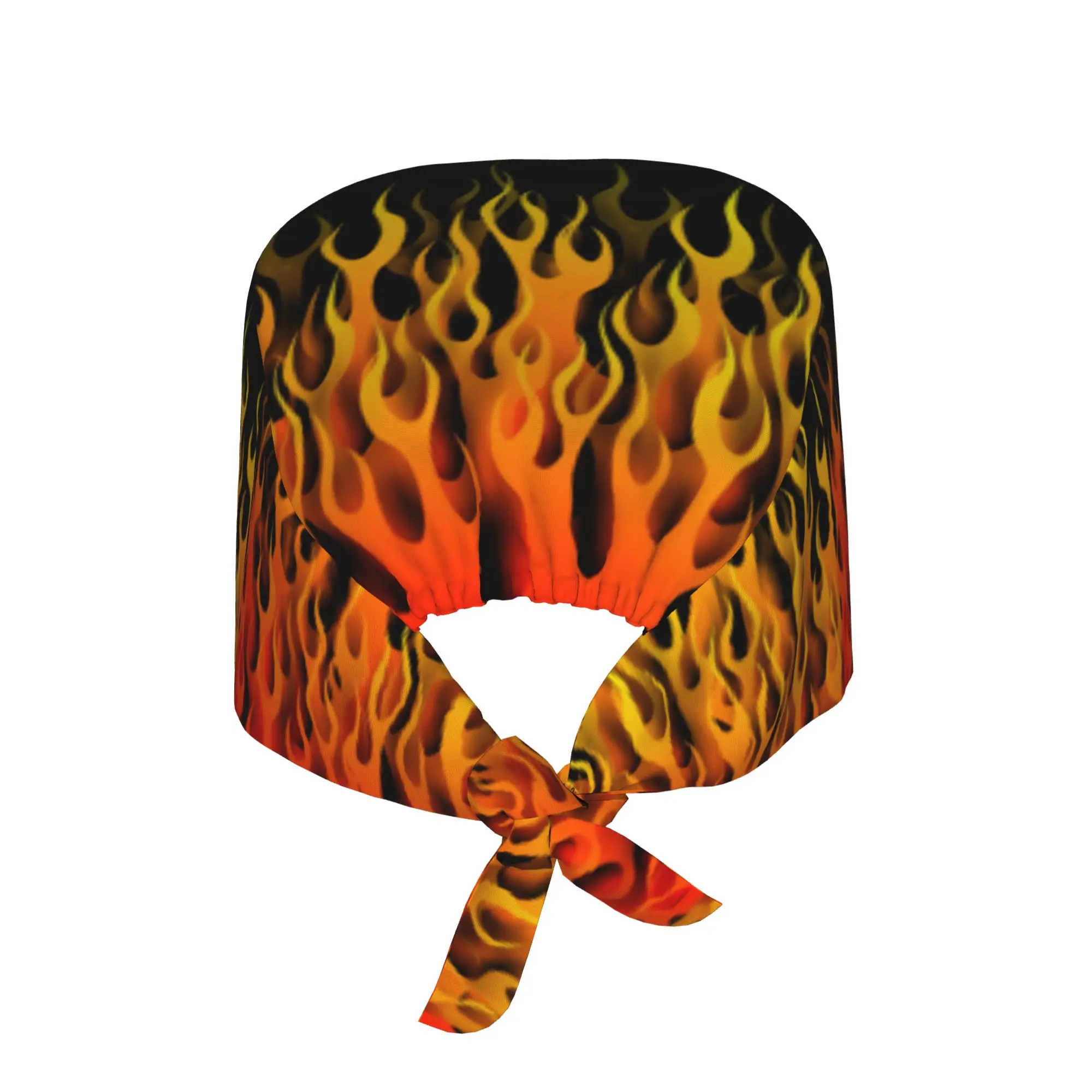 Custom Adjustable Red Fire Racing Flames Working Hat Women Men  Surgical Hat Scrub Nursing Doctor Surgeon Cap for Chef