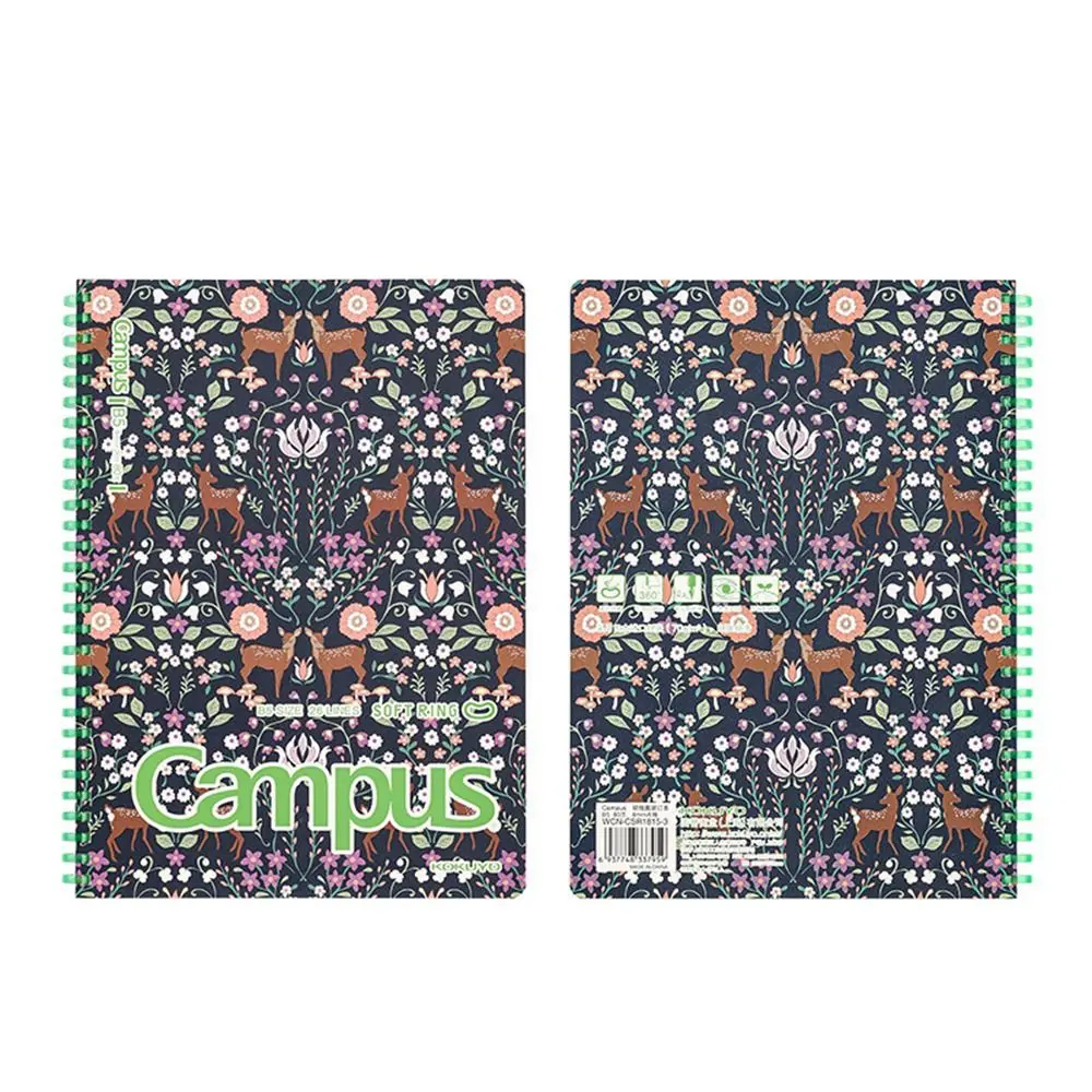 A5/B5 Soft Coil Notebooks 160 Pages Thick Paper Student Class Notebooks Floral Print Multifunction 180° Lay-Flat Notepad Student