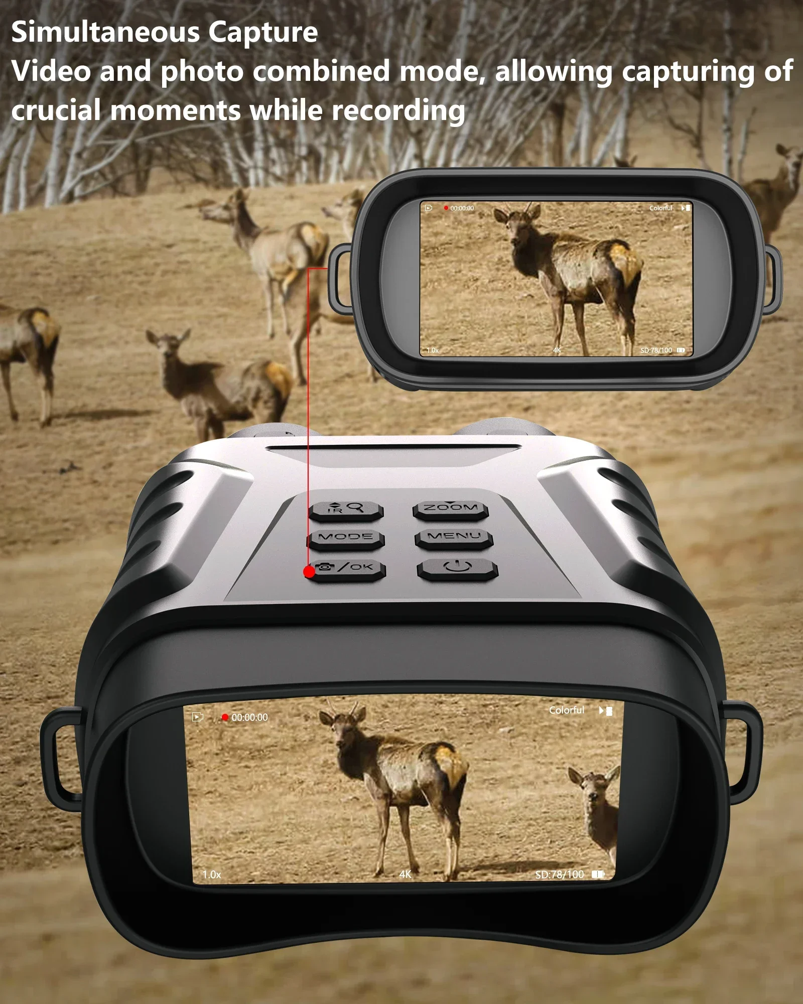 NV8300 Night Vision Device 8X Zoom Digital Hand Binocular Digital HD 4K Infrared Night Vision Device Telescope for Hunting