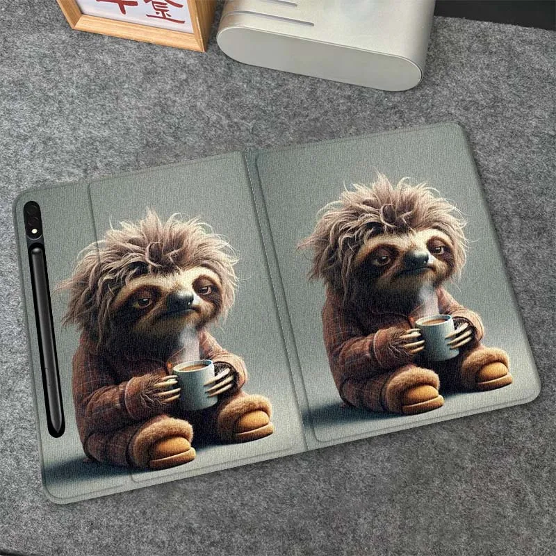 

Art Sloth Holding Coffee For Samsung Galaxy Tab S6 S8 S9 S10 Lite FE 10.4 11 Inch 2022 2024 Tablet Case