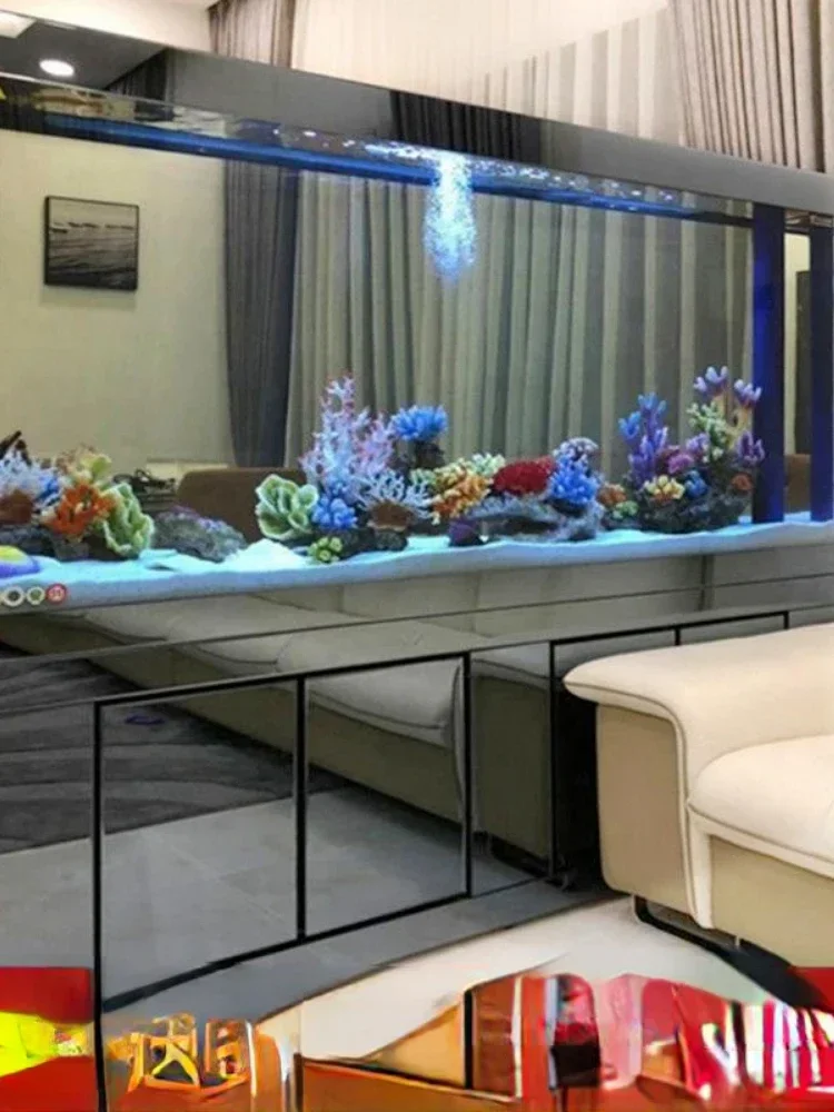 Tank Living Room Fish  Aquarium Partition Wall Floor Bottom Filter Size Ecological White Glass Cylinder One Piece Wholesale