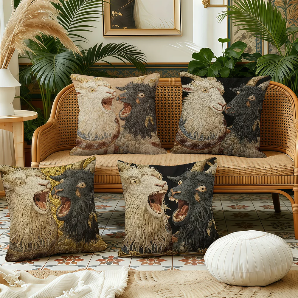 cushion cover Plush Fabric Soft Double Sided Print Sofa Cushion Goat Funny Cover Throw Pillow Covers
