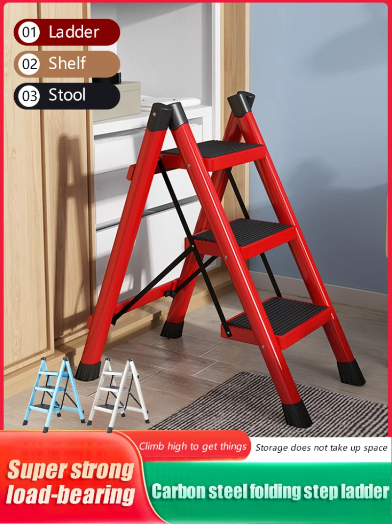 Household Folding telescopic ladder Thickening Carbon Steel Stair Ladder Stool Household Step Stool LadderFolding Stairs