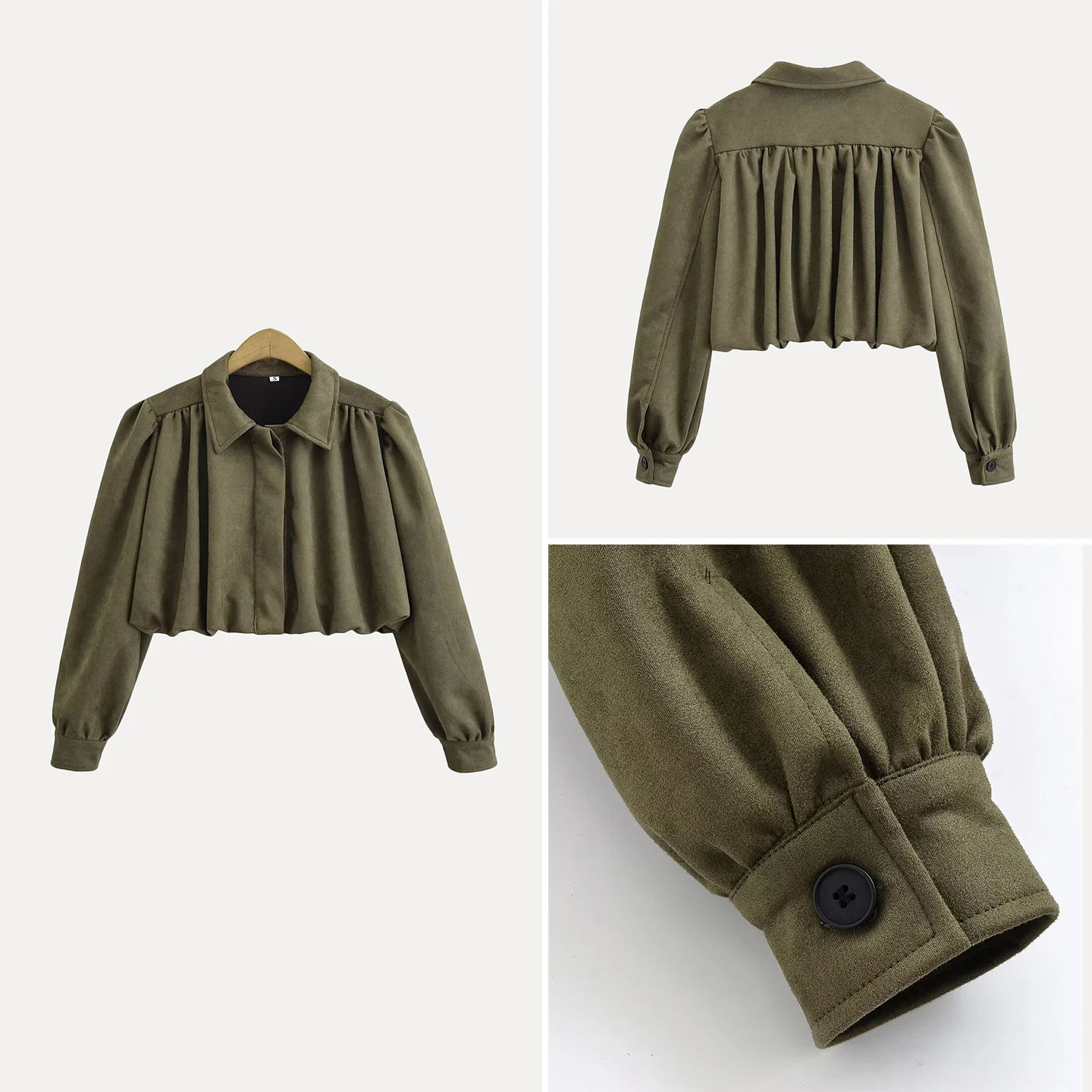 

2025 Autumn New Sle Women's Faion Personali Match Daily Turn-down Collar Pleated Loose ort Coat Ladies' ort Outerwear