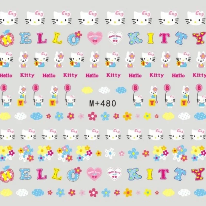 Sanrio 3D Hello Kitty Cartoon Nagelstickers Mode Decoratie Leuke Zwarte Schoonheid Melodie Nagelstickers Nail Art Accessoires