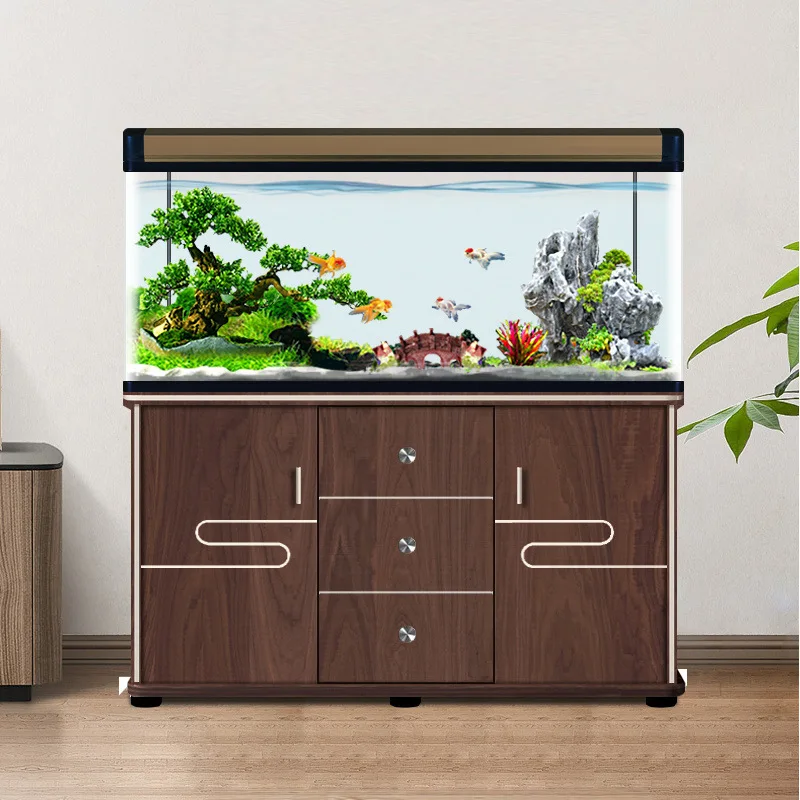 

Fish tank living room household large, medium and small ultra-white glass ecological water-free lazy landing aquarium lucky fish