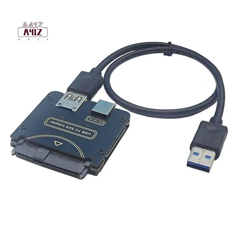 A41Z-SAS To USB3.0 Converter SAS 29Pin SFF-8482 To USB Adapter Riser With Chipset Power Port For SAS Hard Disk US PLUG