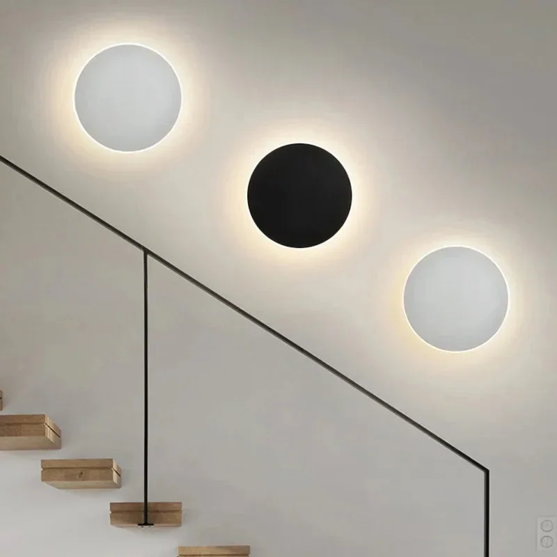 Nordic Minimalistische Ronde Wandlamp Led Inductie Touch Woonkamer Slaapkamer Hal Trap Achtergrond Muur Decoratief Licht