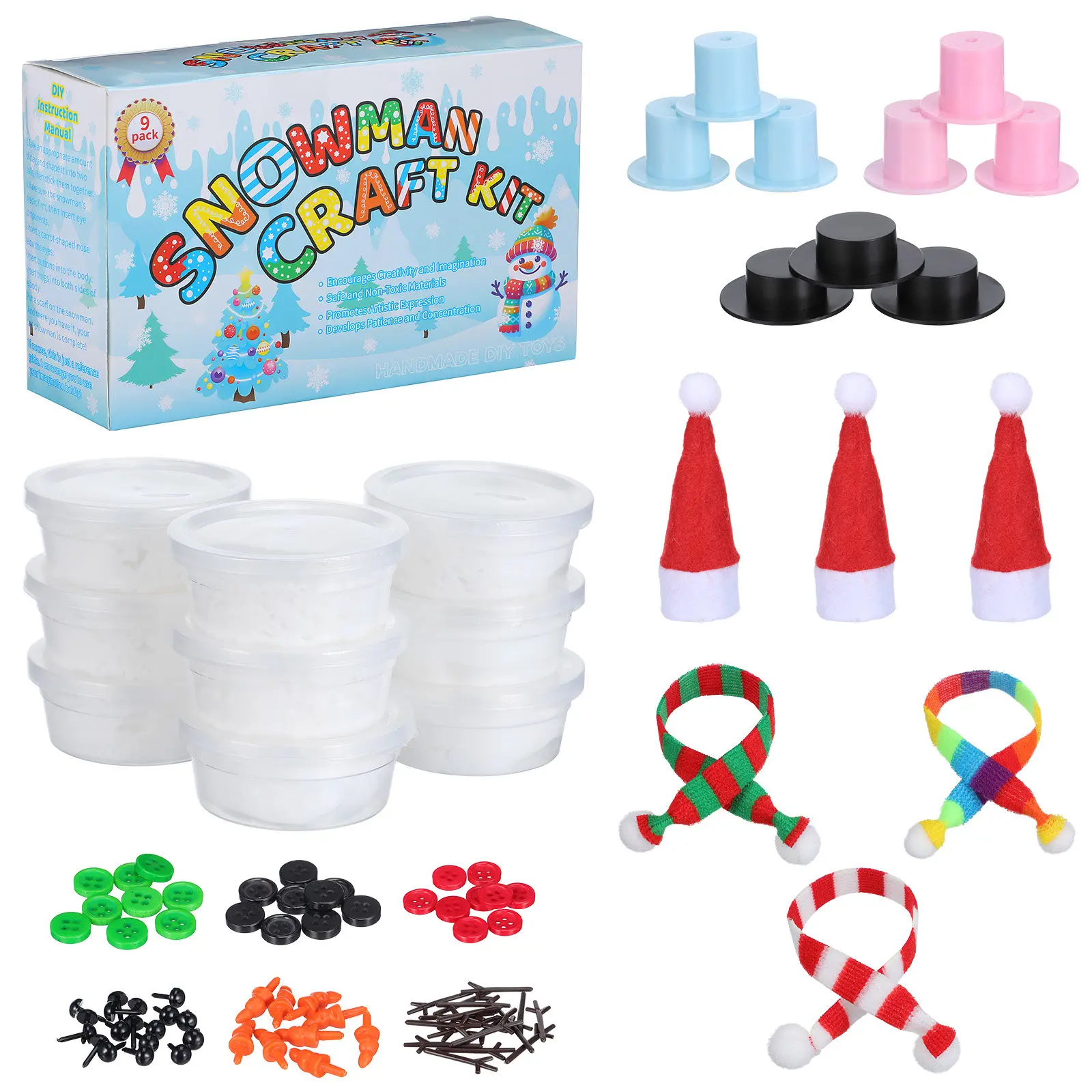 

96Pcs Snowman Making Kit Polymer Clay Craft Set Kids DIY Christmas Crafts Holiday Party Favors Stocking Stuffers Winter Fun