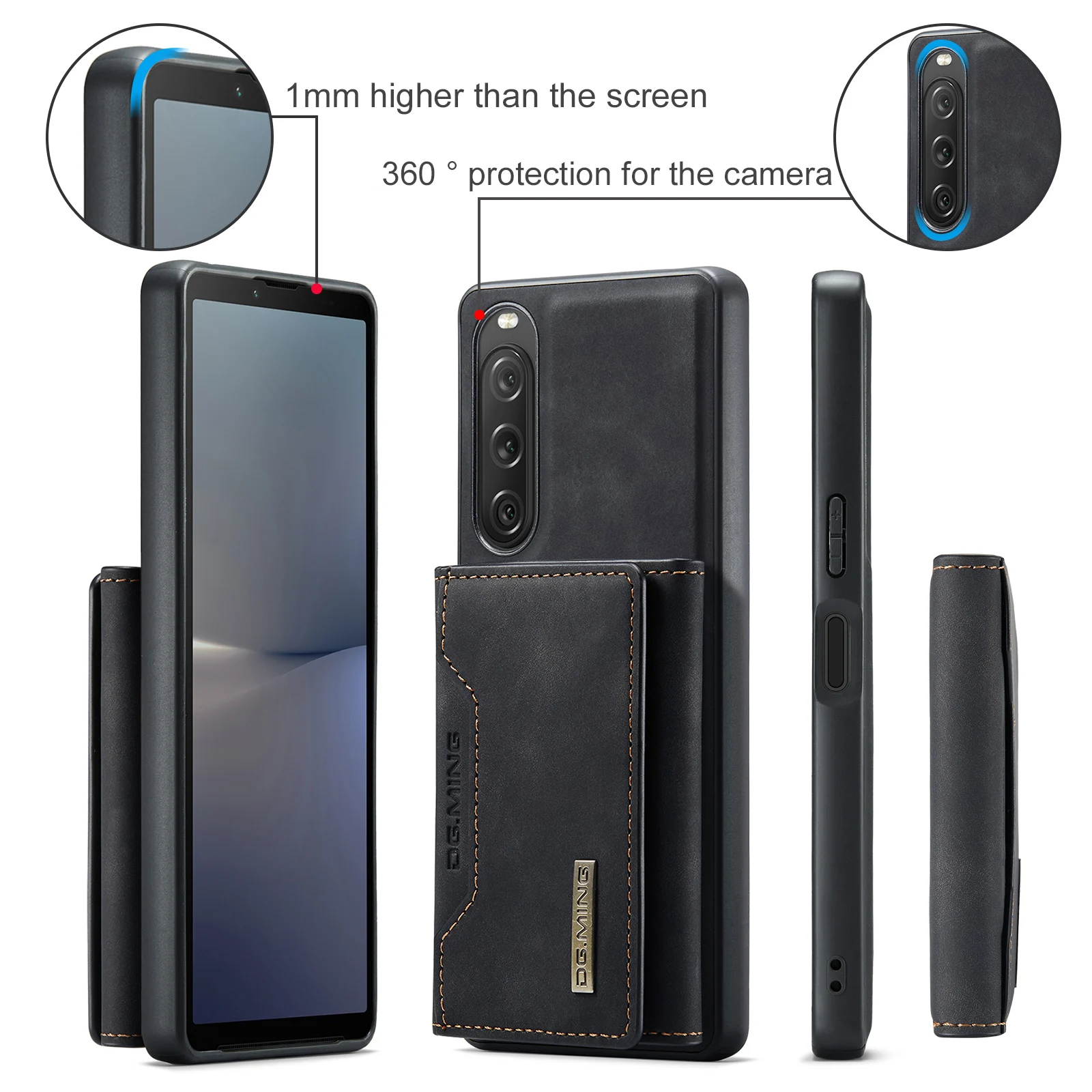 2in1 مغناطيسي مناسب لهاتف Sony Xperia 5V غطاء حماية Xperia 10V/Xperia 1V حامل بطاقات جلدي قابل للفصل حافظة محفظة مغناطيسية