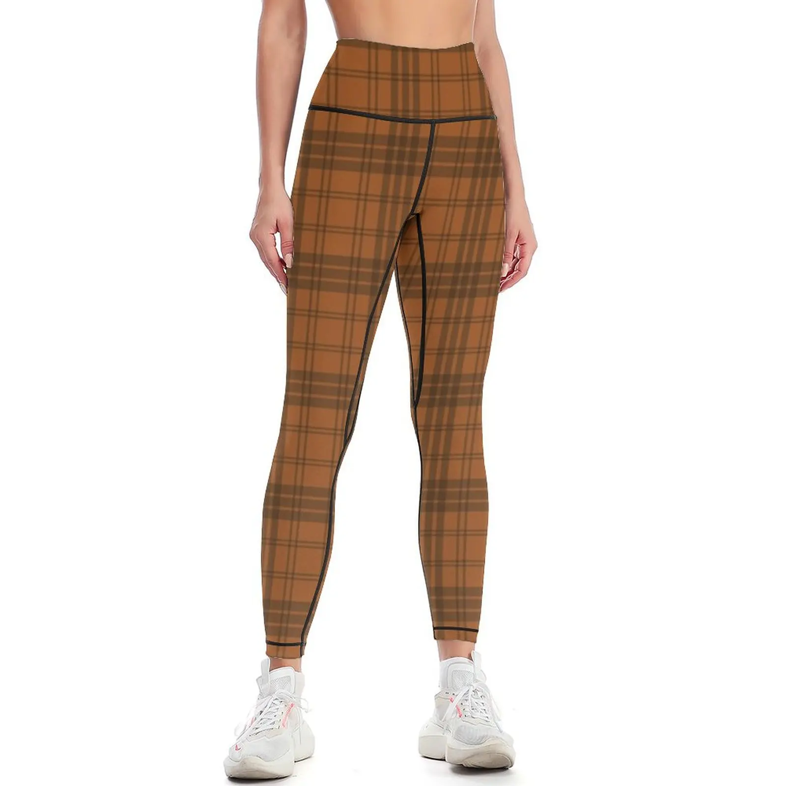 

Brown Plaid Leggings Fitness clothing workout clothes for gym pants Women's tights Womens Leggings