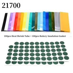 100pcs 21700 Battery Wrap Sleeve Heat Shrink Tube + 100pcs Barley Paper Rings Shrinkable Insulated Skin PVC FilmTape Cover Pipe