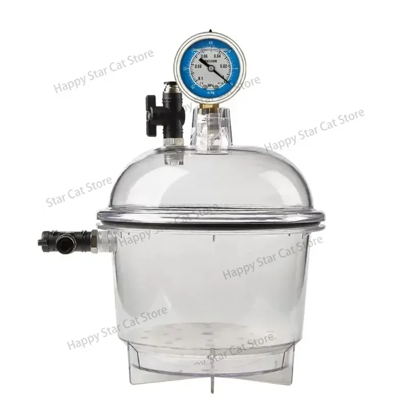 

Laboratory Plastic Vacuum Dryer Transparent Vacuum Drying Vessel Polycarbonate Storage Tank Ball Valve Pressure Gauge 150MM