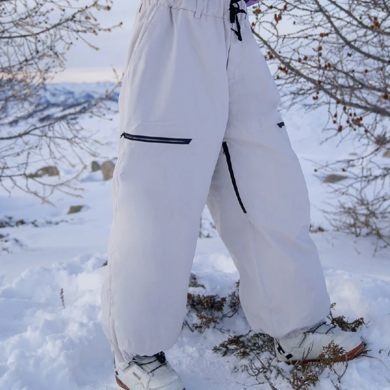 2024 New Winter Snow Pants Pro Waterproof Windproof Men Ski Pants Snowfield Sport Women Adding Cotton Overalls Warm Tracksuit