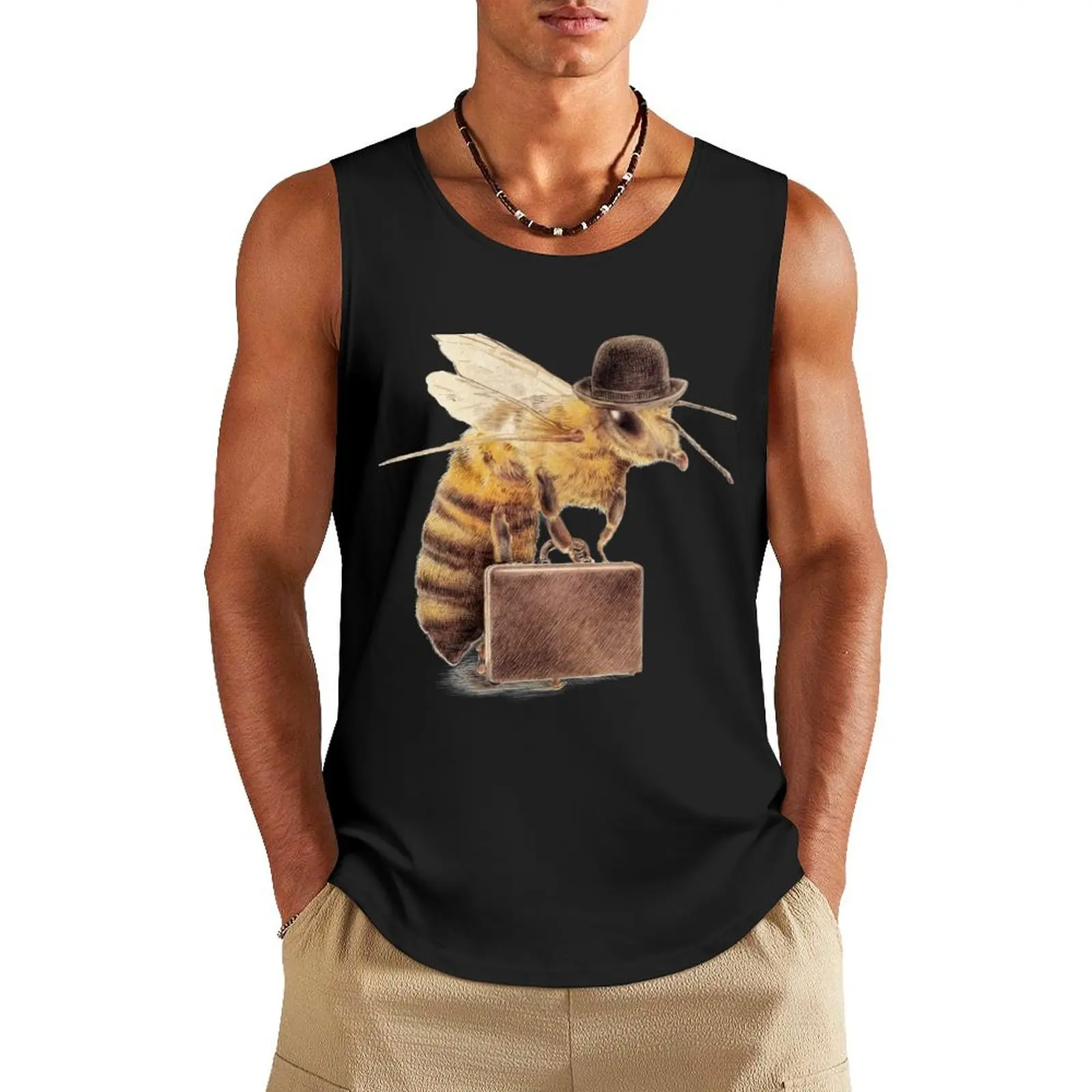 

Worker Bee Tank Top Men's summer vest cotton t-shirts man gym shirt men man sexycostume