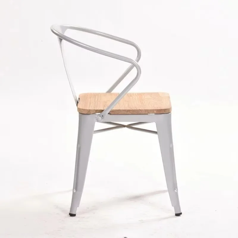 Industrial style retro colored iron metal dining chair with backrest cafe outdoor leisure living room