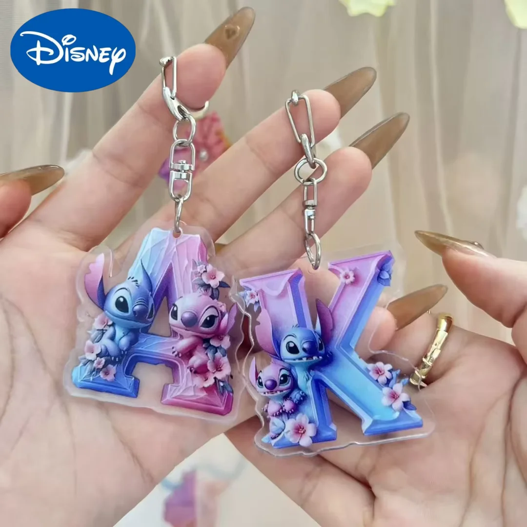 

Anime Stitch 2D Acrylic Cartoon Keychain 2in A-Z English Letters Name Lovers Car Rearview Mirror Pendant Boys Girls Gift