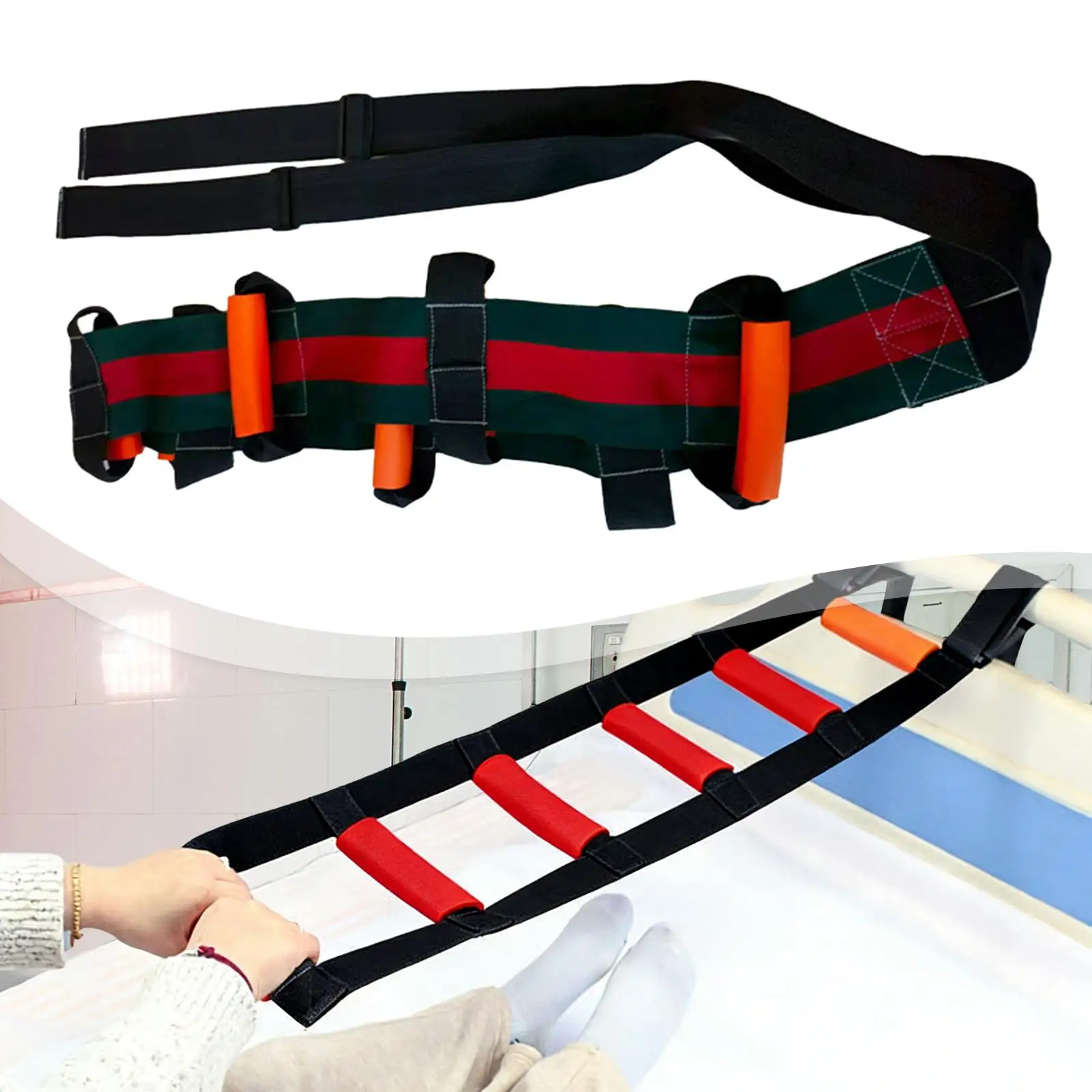 Bed Ladder Assist Strap Pull Up Helper for Seniors Adjustable Rope Aid Sit Up Hoist Non Slip Nylon Bed Rail Device